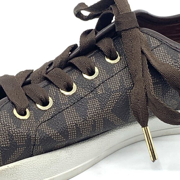 Michael Kors Womens Logo City Sneakers Shoes Brown Size 9.5M 001109 Lace Up - Picture 4 of 15